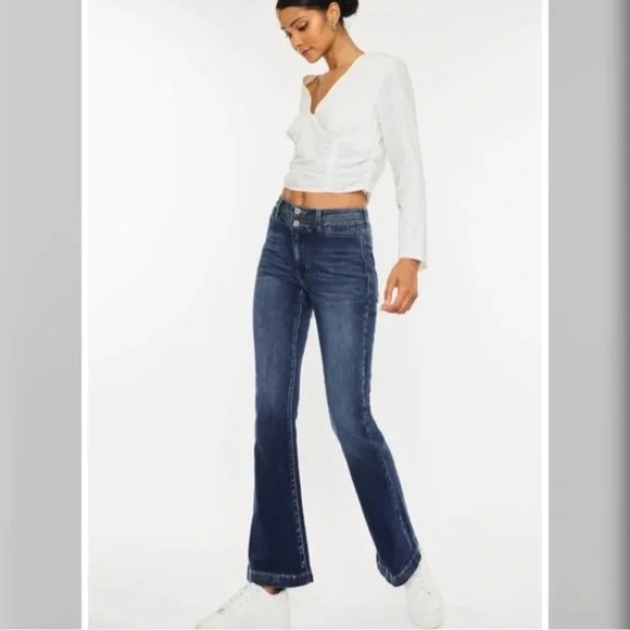 KanCan Double Button Flare Jean - Picture 2 of 7